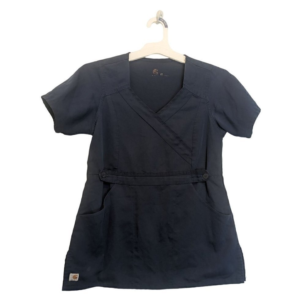 Carhartt Womens V-Neck Navy Scrub Top Size XS